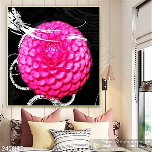 Tranh hoa Thược dược màu hồng