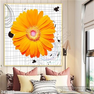 Tranh hoa đồng tiền trang trí treo tường