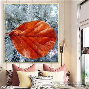 Tranh hoa lá nghệ thuật trang trí phòng khách