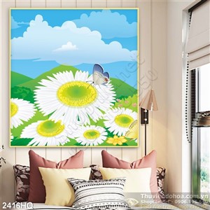 Tranh hoa Cúc treo tường độc đáo