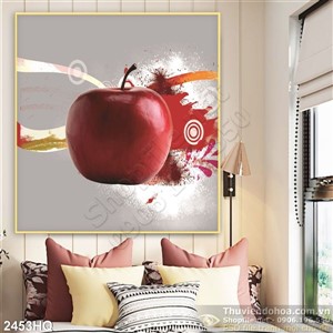 Tranh hoa lá và trái cây trang trí bếp