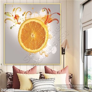 Tranh hoa vaà quả cam dán tường đẹp