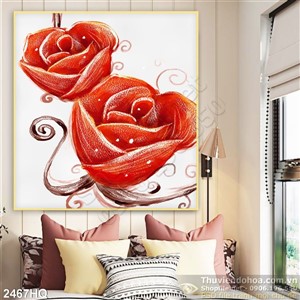 Tranh hoa hồng treo tường phòng ngủ