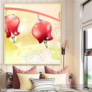 Tranh hoa lồng đèn đẹp