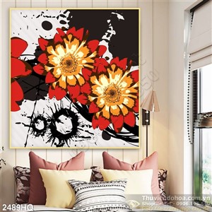 Tranh hoa trang trí phòng khách hiện đại