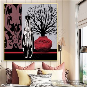Tranh hoa lá hiện đại trang trí nội thất phòng khách
