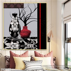 Tranh hoa lá nghệ thuật trang trí phòng ngủ