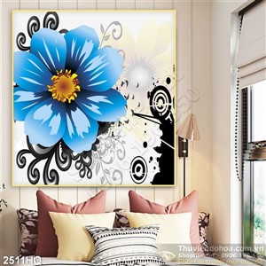 Tranh hoa lá nghệ thuật trang trí phòng ăn