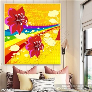 Tranh hoa dán tường nghệ thuật