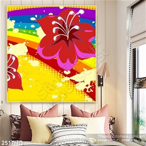 Tranh hoa lá treo tường phòng khách