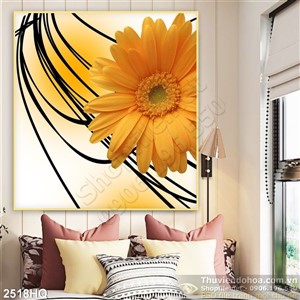 Tranh hoa đồng tiền trang trí phòng khách