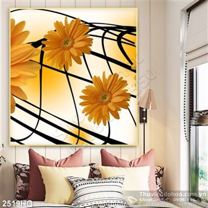 Tranh hoa đồng tiền treo tường đẹp