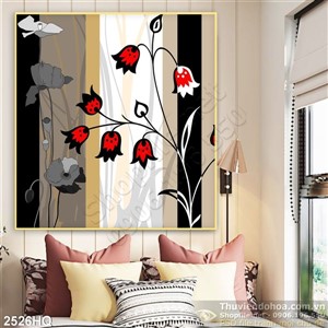 Tranh hoa lá treo tường phòng khách