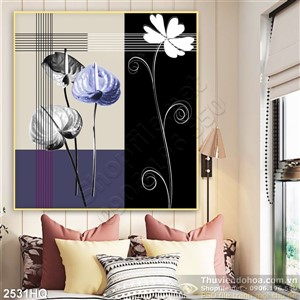 Tranh hoa lá hiện đại trang trí phòng khách