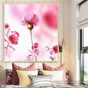 Tranh hoa lá hiện đại trang trí phòng ngủ