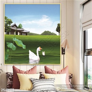 Tranh hoa Sen phong thủy cho phòng khách