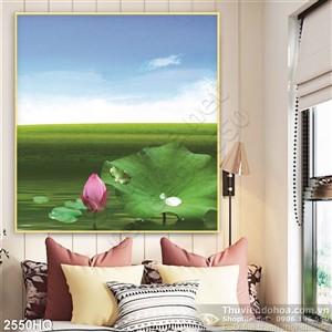 Tranh hoa Sen nghệ thuật trang trí đẹp