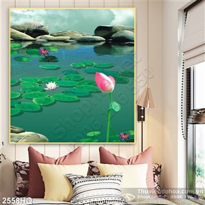 Tranh hoa lá treo tường phòng ngủ