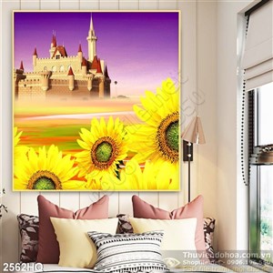 Tranh hoa lá Hướng Dương đẹp độc đáo