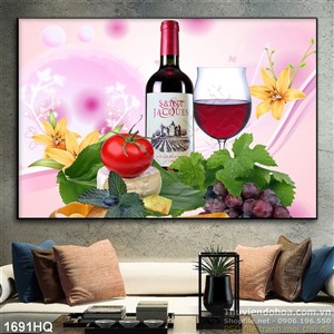 Tranh hoa lá trang trí bếp