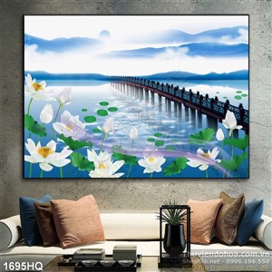 Tranh hoa sen phong thủy treo tường