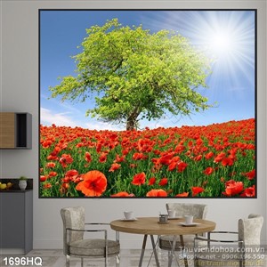 Tranh cánh đồng hoa Coloco đẹp