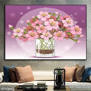 Tranh hoa lá treo tường phòng ngủ