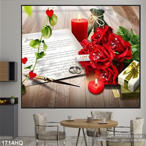 Tranh hoa hồng treo tường bếp