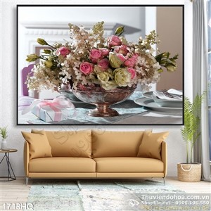 Tranh hoa lá trang trí phòng khách