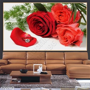 Tranh hoa hồng trang trí phòng khách