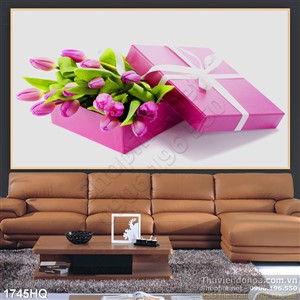 Tranh hoa lá trang trí phòng khách