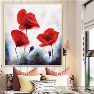 Tranh hoa lá sơn dầu đẹp