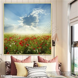 Tranh cánh đồng hoa đẹp