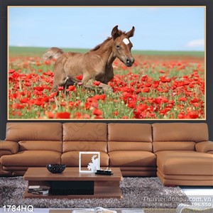 Tranh hoa lá và ngựa