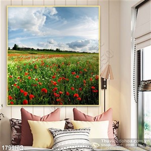 Tranh hoa lá trang trí phòng khách