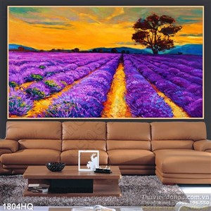 Tranh cánh đồng hoa tím nghệ thuật