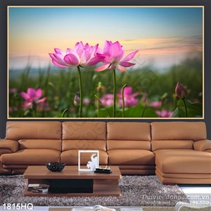 Tranh hoa sen trang trí phòng khách