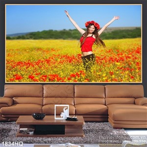 Tranh cánh đồng hoa colico đẹp