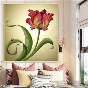 Tranh hoa lá sơn dầu đẹp