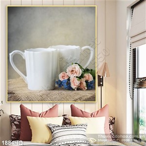 Tranh hoa lá trang trí phòng ăn