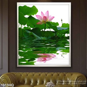 Tranh hoa Sen phòng thủy treo tường