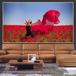 Tranh hoa Mỹ nhân đẹp độc đáo