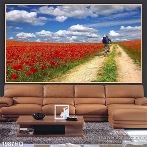 Tranh hoa Mỹ Nhân trang trí phòng khách