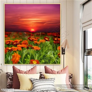 Tranh hoa lá trang trí phòng ngủ đẹp