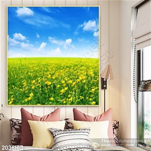 Tranh cánh đồng hoa cải đẹp