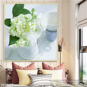 Tranh hoa tú cầu treo tường phòng ngủ