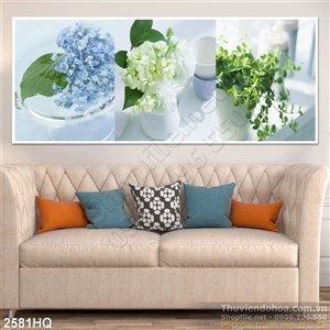 Tranh hoa tú cầu trang trí phòng ngủ