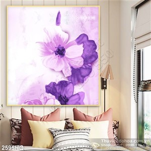 Tranh hoa lá tím dán tường