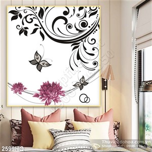 Tranh hoa Cúc dán tường nghệ thuật