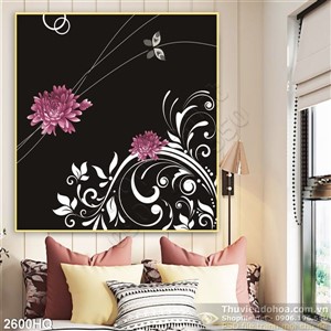 Tranh hoa Cúc nền đen đẹp độc đáo